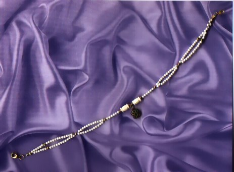 Custom ordered anklet, real 4mm ivory and g/f beads, with czech glass turtle bead charm. 